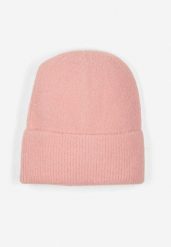 Różowa Czapka Ozdobiona Wywinięciem i Metaliczną Nicią Temirina. Czerwone czapki damskie Born2be, bez wzorów, eleganckie. Za 34.99 zł.