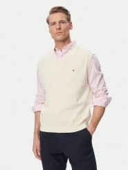 Tommy Hilfiger Sweter MW0MW43244 Kremowy Regular Fit. Białe swetry męskie Tommy Hilfiger, l, bez wzorów, z bawełny, bez kołnierzyka, bez ramiączek. Za 569.99 zł.