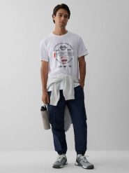 4F Spodnie casual cargo męskie - granatowe L. Niebieskie spodnie materiałowe męskie 4F, bez wzorów, z materiału. Za 169.99 zł.