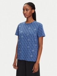 Guess T-Shirt V5GI16 I3Z14 Granatowy Regular Fit. Niebieskie t-shirty damskie Guess, s, z aplikacjami, z bawełny, bez kołnierzyka, bez ramiączek. Za 109.99 zł.
