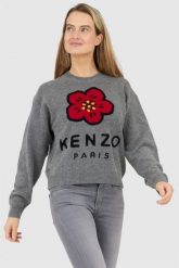 KENZO Szary sweter damski boke flower, Rozmiar S. Szare swetry nierozpinane damskie Kenzo, s, bez wzorów, bez kołnierzyka, bez ramiączek. W wyprzedaży za 855.99 zł.