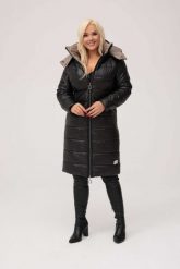Pikowany ocieplony czarny płaszcz / kurtka Vanessa XXL OVERSIZE JESIEŃ ZIMA. Czarne płaszcze damskie Moda Size Plus Iwanek, na jesień, s, bez wzorów, z poliesteru, eleganckie, bez kołnierzyka, bez kaptura. W wyprzedaży za 299.90 zł.