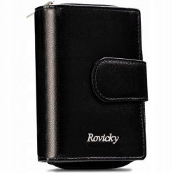 Portfel czarny Rovicky R-RD41-GCL. Czarne portfele damskie ROVICKY, ze skóry. Za 69.00 zł.