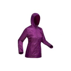 Kurtka turystyczna SH 100 Warm damska. Fioletowe kurtki sportowe damskie QUECHUA, na zimę, xs, bez wzorów, z materiału, bez ramiączek, bez kaptura. Za 79.99 zł.