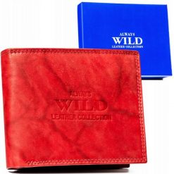 Portfel skórzany Always Wild AW-N7-MAL czerwony. Czerwone portfele męskie Always Wild, bez wzorów, ze skóry. Za 45.00 zł.
