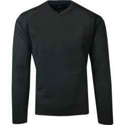 Sweter Grafitowy Wełniany w Serek, V-neck, Męski, Cienki -HOVARD. Szare swetry męskie Hovard, l, bez wzorów, z tkaniny, biznesowe, bez kołnierzyka, bez ramiączek. Za 135.00 zł.