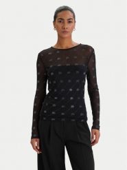 KARL LAGERFELD Bluzka B1W17024 Czarny Slim Fit. Czarne bluzki damskie KARL LAGERFELD, l, bez wzorów, z syntetyku, bez kołnierzyka, bez ramiączek. Za 779.99 zł.