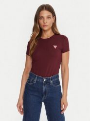 Guess T-Shirt W2YI44 J1314 Bordowy Regular Fit. Czerwone t-shirty damskie Guess, s, z aplikacjami, z bawełny, bez kołnierzyka, bez ramiączek. Za 109.99 zł.