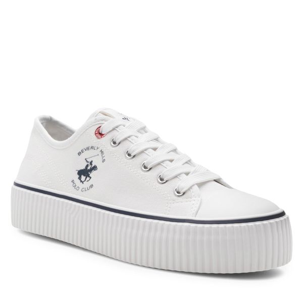 Trampki Beverly Hills Polo Club. Białe trampki i tenisówki damskie Beverly Hills Polo Club, bez wzorów, bez zapięcia. Za 149.99 zł.