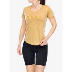 Koszulka merino damska Mons Royale Zephyr Merino Cool Tee. Żółte koszulki sportowe damskie Mons Royale, bez wzorów, bez ramiączek. Za 219.99 zł.