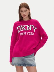 DKNY Sweter DJ4R0362 Różowy Regular Fit. Czerwone swetry nierozpinane damskie DKNY, xs, bez wzorów, z syntetyku, bez kołnierzyka, bez ramiączek. Za 209.99 zł.