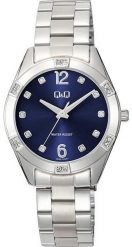Zegarek QQ Zegarek damski QQ Q83B-005P CYRKONIE srebrny. Szare zegarki damskie Q&Q, srebrne. Za 230.00 zł.