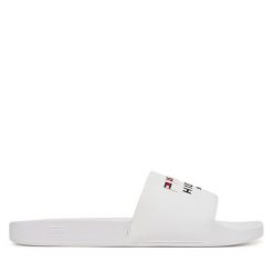 Klapki Tommy Hilfiger. Białe klapki męskie Tommy Hilfiger, bez wzorów, bez zapięcia. Za 119.99 zł.