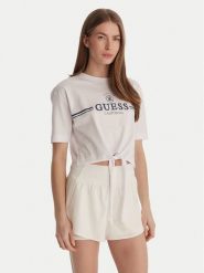 Guess T-Shirt V6GI20 K3509 Biały Regular Fit. Białe t-shirty damskie Guess, xl, z aplikacjami, z bawełny, bez kołnierzyka, bez ramiączek. Za 159.99 zł.