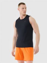 4F Tank top treningowy szybkoschnący męski - czarny S. Czarne koszulki sportowe męskie 4F, m, bez wzorów, z dzianiny, bez ramiączek, na fitness i siłownię. Za 69.99 zł.