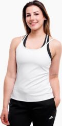 Adidas Koszulka damska adidas Studio Slim Strappy Back Tank Top biała HE3141 XL. Białe bluzki damskie Adidas, xl, bez wzorów, bez kołnierzyka, bez ramiączek. Za 74.82 zł.