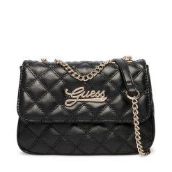 Torebka Guess. Czarne listonoszki damskie Guess, z aplikacjami, bez dodatków. Za 239.99 zł.