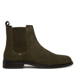 Sztyblety Tommy Hilfiger. Brązowe botki męskie Tommy Hilfiger, bez wzorów, bez obcasa, bez zapięcia. Za 489.99 zł.