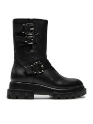 AGL Botki Chunky Biker D756589PGKD0711013 Czarny. Czarne botki damskie AGL, bez wzorów, ze skóry, bez obcasa, na płaskiej podeszwie, bez zapięcia. Za 1,739.00 zł.