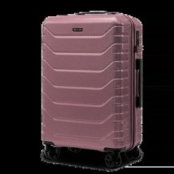 Walizka średnia Wings CRAKE 24" ROSE GOLD. Czerwone walizki damskie Wings, bez wzorów, z materiału, duże. Za 209.93 zł.
