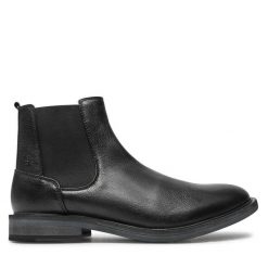 Sztyblety Josef Seibel. Czarne botki męskie Josef Seibel, bez wzorów, bez obcasa, bez zapięcia. Za 399.99 zł.