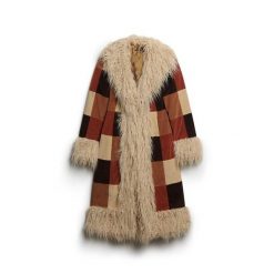 Damski długi płaszcz Superdry Afghan Patchwork. Brązowe płaszcze damskie Superdry, s, bez wzorów, z bawełny, boho, bez kołnierzyka, bez kaptura. Za 1,276.00 zł.