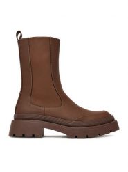 DeeZee Botki 13096-10 Brązowy. Brązowe botki damskie DeeZee, bez wzorów, z materiału, bez obcasa, na płaskiej podeszwie, bez zapięcia. Za 179.99 zł.