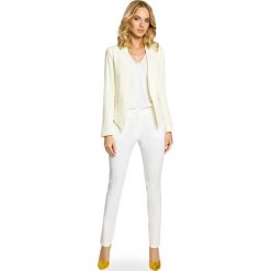 Marynarka moe031. Żółte marynarki i żakiety damskie MOE, bez wzorów, eleganckie, z asymetrycznym kołnierzem, bez ramiączek. Za 129.00 zł.