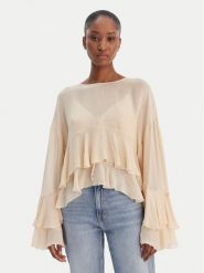 BOSS Bluzka Bleja 50554050 Beżowy Relaxed Fit. Brązowe bluzki damskie Boss, bez wzorów, z wiskozy, bez kołnierzyka, bez ramiączek. Za 799.99 zł.