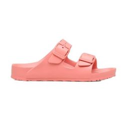 Klapki damskie Birkenstock Arizona Eva. Czerwone klapki damskie Birkenstock, bez wzorów, z materiału, bez obcasa, bez zapięcia. Za 357.00 zł.