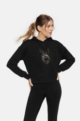 Bluza sportowa Cardiobunny Freeze z kapturem. Czarne bluzy damskie Cardio Bunny, m, bez wzorów, z dresówki, eleganckie, bez ramiączek, z kapturem. Za 69.99 zł.