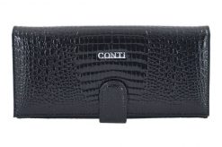 Portfel lakierowany CONTI czarny 515-A-1. Czarne portfele damskie CONTI, z lakierowanej skóry. Za 169.99 zł.