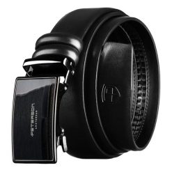 Skórzany pasek męski w czarnym kolorze z automatyczną klamrą Peterson PTN A021-AB-BLACK. Czarne paski męskie Peterson, ze skóry, eleganckie. Za 69.99 zł.