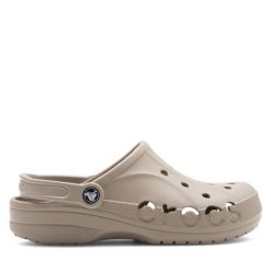 Klapki Crocs. Brązowe klapki damskie Crocs, bez wzorów, bez obcasa, bez zapięcia. Za 199.99 zł.