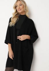 Czarny Niezapinany Kardigan z Kieszeniami i Ozdobnymi Guzikami Sinellia. Czarne kardigany damskie Born2be, bez wzorów, z jeansu, klasyczne, bez kołnierzyka. Za 129.99 zł.