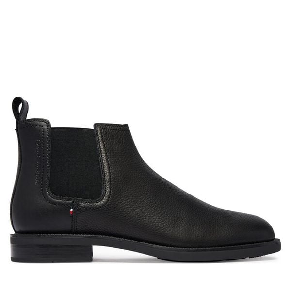 Sztyblety Tommy Hilfiger. Czarne botki męskie Tommy Hilfiger, bez wzorów, bez obcasa, bez zapięcia. Za 649.99 zł.