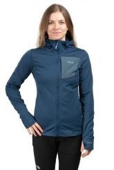 Bluza z kapturem damska Rab Superflux Hoody. Niebieskie bluzy damskie RAB, s, bez wzorów, z materiału, bez ramiączek, z kapturem. Za 429.99 zł.