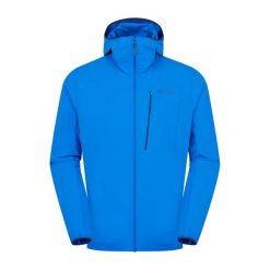 Kurtka softshellowa rozpinan Rab Borealis Alpine Hoody z kapturem. Niebieskie kurtki męskie RAB, m, bez wzorów, z softshellu, z kapturem, trekkingowe. Za 404.99 zł.
