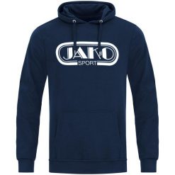 Bluza z kapturem Jako Retro. Niebieskie bluzy damskie Jako, xl, bez wzorów, z bawełny, klasyczne, bez ramiączek, z kapturem. Za 206.45 zł.