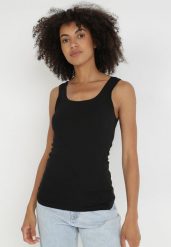 Czarny Top Bawełniany Alethionis. Czarne topy damskie Born2be, xl, bez wzorów, z bawełny, bez kołnierzyka, bez ramiączek. Za 19.99 zł.