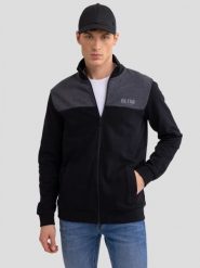 Bluza męska ze stójką czarna Joe 906. Czarne bluzy męskie BIG STAR, na zimę, l, bez wzorów, z bawełny, biznesowe, bez ramiączek, bez kaptura. Za 249.99 zł.