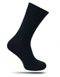 Klasyczne Skarpetki Męskie -Chattier- z Bawełny Merceryzowanej, Ciemne Granatowe w Drobne Kropki. Niebieskie skarpety męskie Chattier, bez wzorów, z bawełny. Za 29.90 zł.