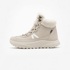 Buty turystyczne damskie Quechua NH500 mid skóra wodoodporne. Brązowe obuwie trekkingowe damskie QUECHUA, ze skóry, bez zapięcia. Za 359.99 zł.