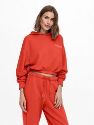 ONLY Bluza 15239888 Pomarańczowy Regular Fit. Brązowe bluzy damskie ONLY, l, bez wzorów, z bawełny, bez ramiączek, bez kaptura. Za 49.99 zł.