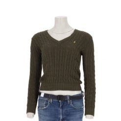 Second life - Sweter damski Polo Ralph Lauren z warkoczowym splotem - Jak nowy. Zielone swetry nierozpinane damskie Ralph Lauren, l, bez wzorów, z dzianiny, casualowe, bez kołnierzyka, bez ramiączek. Za 212.96 zł.
