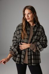 KOSZULA ANA CZARNO- SZARA XS - Flawless. Czarne koszule damskie Flawless, uniwersalny, bez wzorów, z bawełny, klasyczne, bez kołnierzyka, bez ramiączek. Za 579.00 zł.