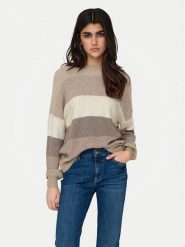 ONLY Sweter Atia 15220044 Beżowy Regular Fit. Brązowe swetry nierozpinane damskie ONLY, m, bez wzorów, z syntetyku, bez kołnierzyka, bez ramiączek. Za 129.99 zł.