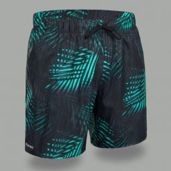 Spodenki surfingowe męskie Olaian 100 Palm 15". Niebieskie szorty męskie OLAIAN, bez wzorów, z materiału, sportowe. Za 49.99 zł.