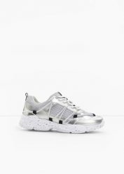 Sneakersy chunky. Szare obuwie sportowe damskie bonprix, bez wzorów, bez zapięcia. Za 159.99 zł.