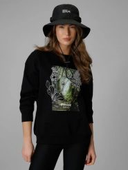 Bluza dresowa loose bez kaptura damska 4F 4FRSS26TSWSF2837. Czarne bluzy damskie 4F, m, bez wzorów, z bawełny, klasyczne, bez ramiączek, bez kaptura. Za 91.99 zł.